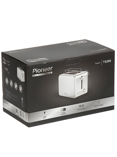 Тостер Pioneer, TS200, нержавеющая сталь, 950 Вт, 2 тоста, механический, серебряный