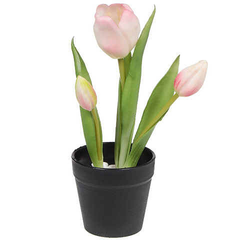 Цветок искусственный декоративный Тюльпан, в кашпо, 24 см, в ассортименте, Y4-3154