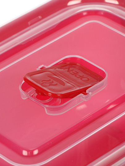 Контейнер пищевой пластик, 1 л, 18.5х12.5х8 см, красный, прямоугольный, с клапаном, DDStyle, 31202