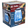 Чайник электрический Delta, DL-1202, черный, 1.5 л, 2200 Вт, скрытый нагревательный элемент, стекло - фото 4