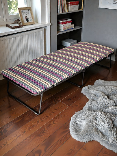 Раскладушка 194х79х41 см, 120 кг, Верона, мягкая, сталь, ламели, матрас в комплекте, поролон, в ассортименте