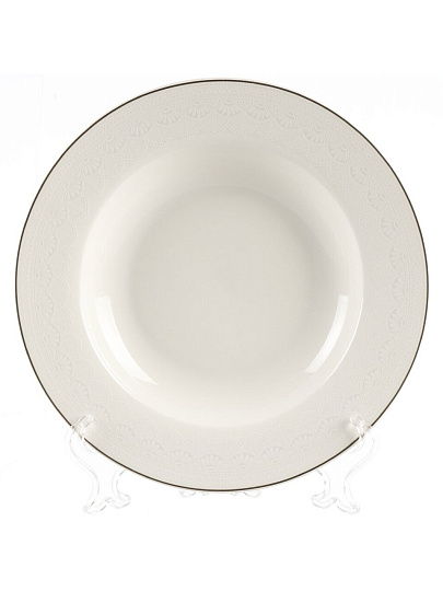 Тарелка суповая, фарфор, 23 см, круглая, White Lace, Fioretta, TDP671