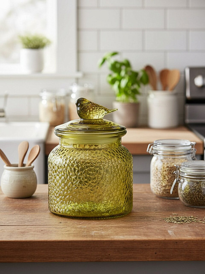 Банка для сыпучих продуктов, стекло, 0.65 л, с крышкой, Lefard, Garden Green, 172-185