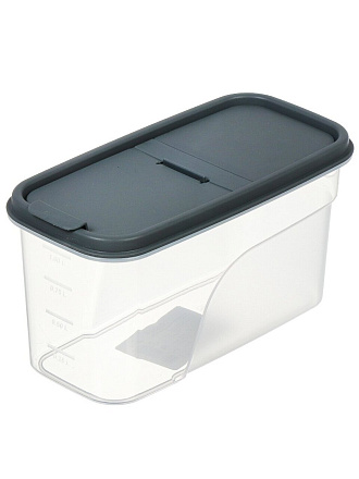 Контейнер пластик, 1.2 л, 19х9х10 см, серый, прямоугольный, для сыпучих продуктов, с крышкой, Violet, 461218