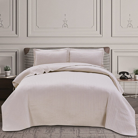 Текстиль для спальни евро, покрывало 230х250 см, 2 наволочки 50х70 см, Silvano, Ультрасоник Элегия, серебристо-розовые