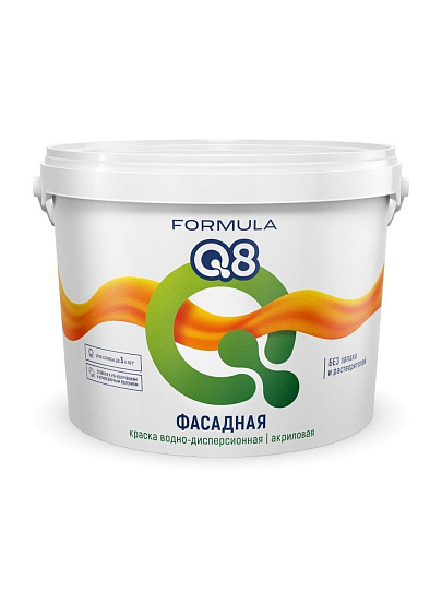 Краска водно-дисперсионная, Formula Q8, акриловая, фасадная, матовая, белая, 4.5 кг