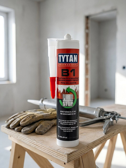 Герметик силиконовый, Tytan, B1 Fire, 18801, 310 мл, белый, термостойкий