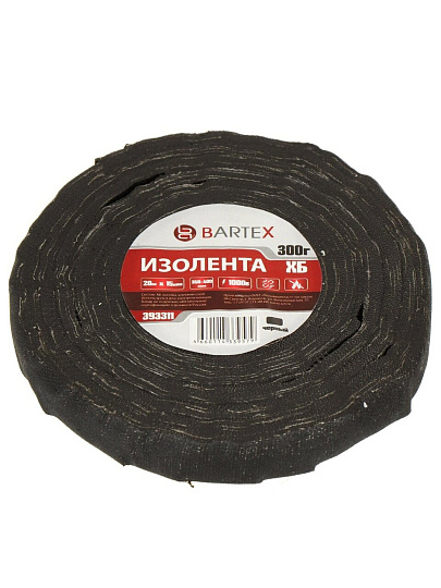 Изолента х/б, 300 г, черная, Bartex