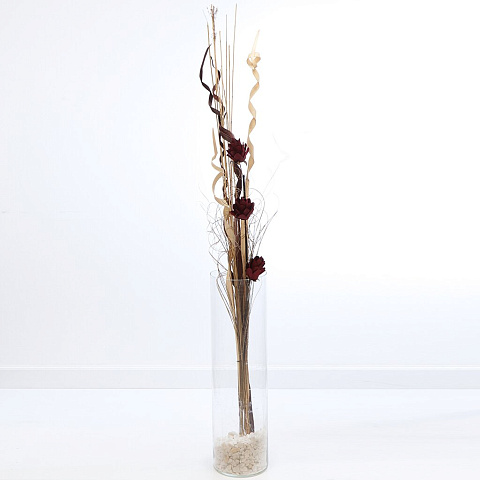 Цветок искусственный декоративный Тинги Композиция, 130 см, бордово-белый