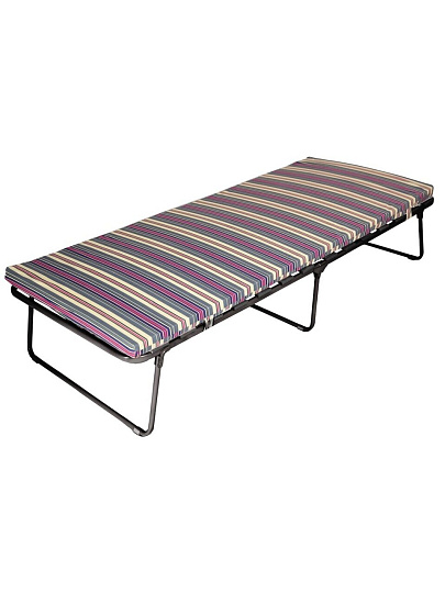 Раскладушка 194х79х41 см, 120 кг, Верона, мягкая, сталь, ламели, матрас в комплекте, поролон, в ассортименте