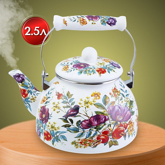 Чайник сталь, эмалированное покрытие, 2.5 л, Appetite, Шиповник, FT5-2.5-SH