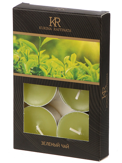 Свеча чайная ароматическая, кругл, 6 шт, Зеленый чай