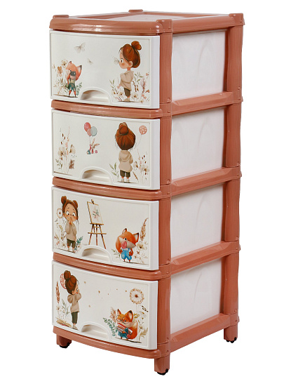 Комод детский 4 ящика, 38х48х98 см, Альтернатива, для девочек, М1240