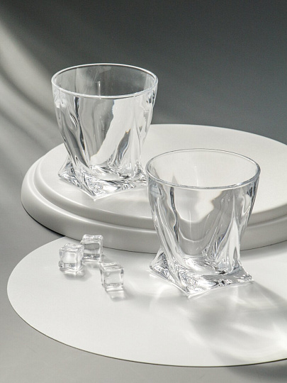 Стакан для виски 340 мл, стекло, 2 шт, Bohemia, Quadro, 9K7/2K936/0/99A44/340-269