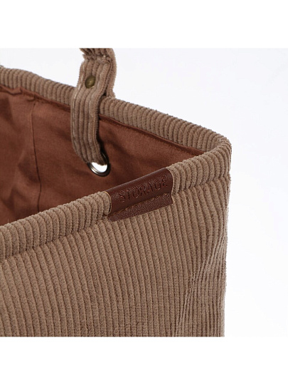 Корзина для хранения, 33х33х39 см, прямоугольная, вельвет, коричневая, A190048