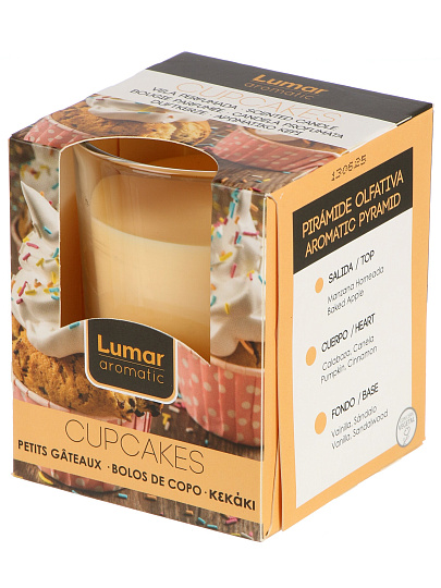 Свеча ароматизированная, 8.5х7 см, в стакане, Lumar, Кексы Cupcakes, 125 гр, 903912