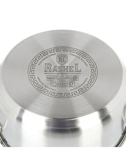 Кастрюля нержавеющая сталь, 5 л, крышка стекло, RasheL, R-50, индукция