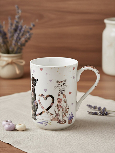 Кружка фарфор, 330 мл, Лавандовые коты, Lefard, 425-177