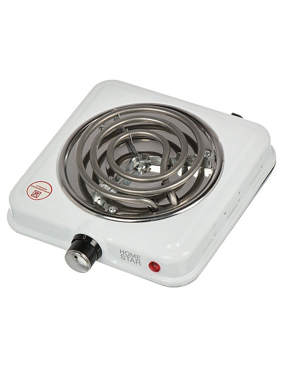 Плита электрическая Homestar, HS-1107, 1000 Вт, 1 конфорка, спираль, эмаль, механическая, переключатель поворотный, белая