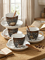 Набор чайный фарфор, 12 пр, 4 перс, 180 мл, с ложками, Горячий шоколад, RS097-1060J, подар уп