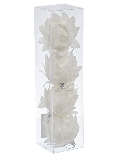 Елочный шар Шишка, 4 шт, белый, 7 см, пластик, SYPMA-1120146