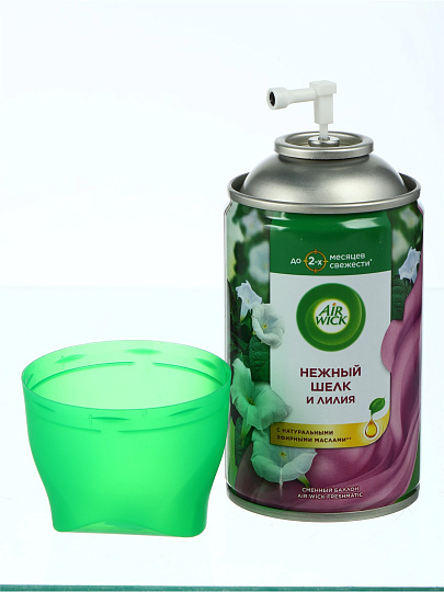 Освежитель воздуха Air Wick, 250 мл, Нежный шелк и лилия, сменный баллон, сухое распыление, 3219091