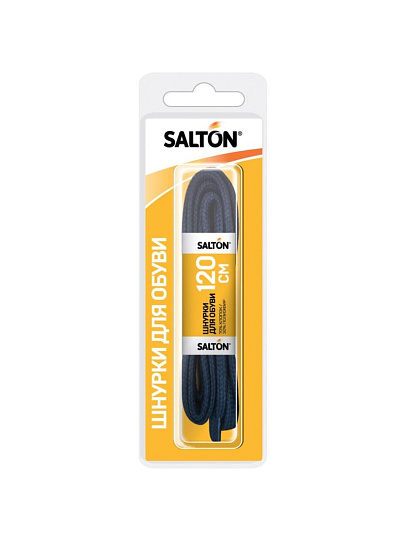 Шнурки Salton, с пропиткой, для обуви, хлопок, плоские, 120 см, черные