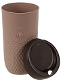 Стакан 550 мл, пластик, Бытпласт, Phibo, с рельефом, с декором, с крышкой, коричневый, 435294914 - фото 4