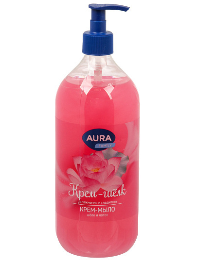 Крем-мыло жидкое Aura, Family, Silky Cream, Шелк и лотос, 1л