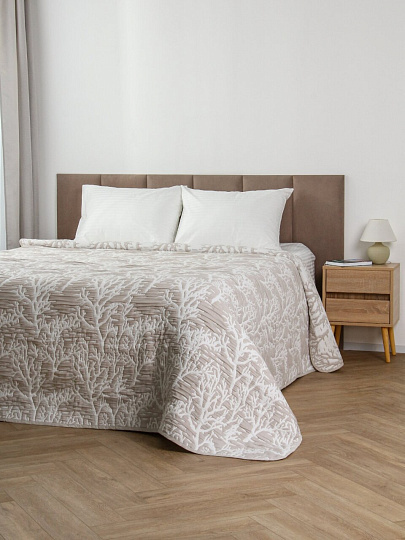 Покрывало евро, 220х240 см, 100%пэ, двустороннее, Silvano, Сандал, серо-бежевый