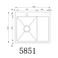 Мойка кухонная врезная, РМС, MRK-5851BL-R, нержавеющая сталь, 580х510 мм - фото 3
