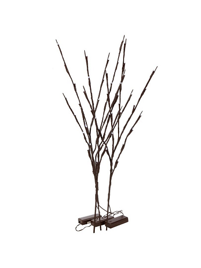 Набор веток со светодиодами холодный белый свет, на батарейках, 3 ветки, по 20 LED на каждой, 70 см, Y4-9904