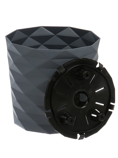 Кашпо пластик, 1.5 л, 14х13 см, серое, La Decoro, Диамант, КШ-3532