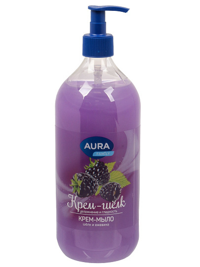 Крем-мыло жидкое Aura, Family, Silky Cream, Шелк и ежевика, 1л