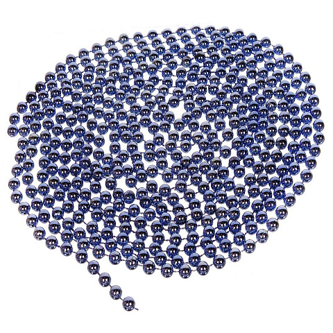 Бусы новогодние пластик, 0.8х500 см, круглые, голубые, SY18ZL-81IB