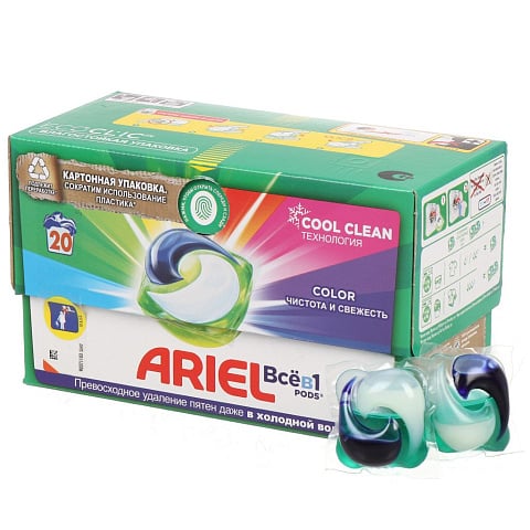 Капсулы для стирки Ariel, Capsules Color, для цветного белья, 20 шт, 19.5 г