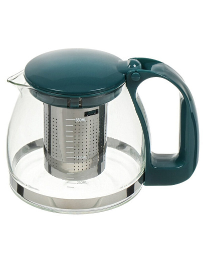 Чайник заварочный стекло, нержавеющая сталь, пластик, 0.75 л, с ситечком, Decotto-AS-750, 910111