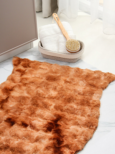 Коврик интерьерный 0.8х1.2 м, Silvano, фигурный, бежево-коричневый, искусственный мех, Y4-11722