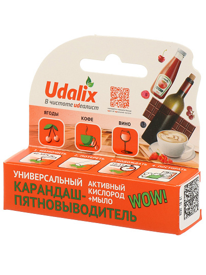 Пятновыводитель Udalix, 35 г, карандаш, универсальный, кислородный