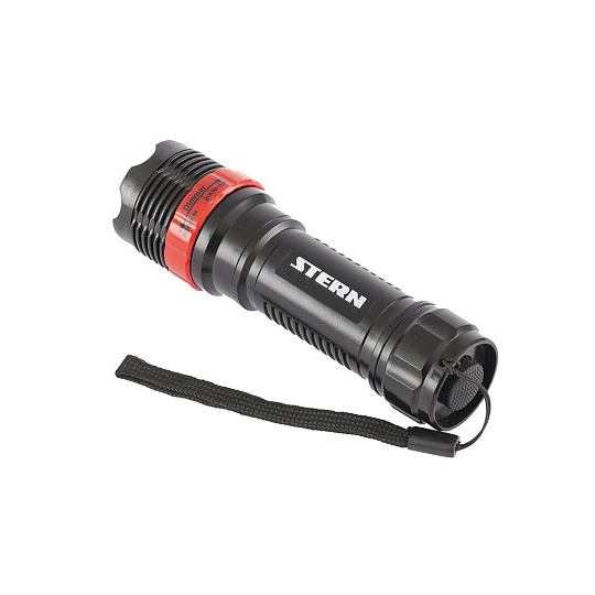 Фонарь бытовой, пластиковый корпус, 1 Вт LED, зум, 3 режима 100%-50%-строб, 3хААА, Stern, 90570