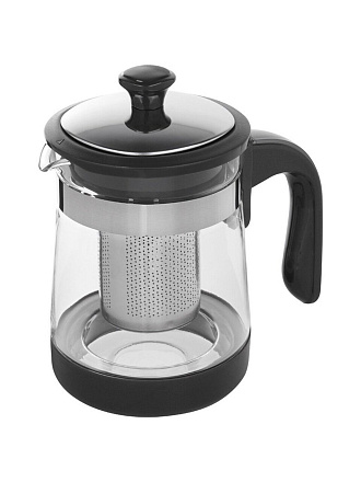 Чайник заварочный стекло, нержавеющая сталь, 0.75 л, с ситечком, с комбинированной ручкой, Mallony, Vittoria, 910140
