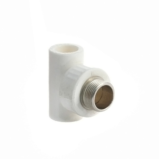 Тройник комбинированный полипропилен, d20х3/4", наружная резьба, белый, Kalde