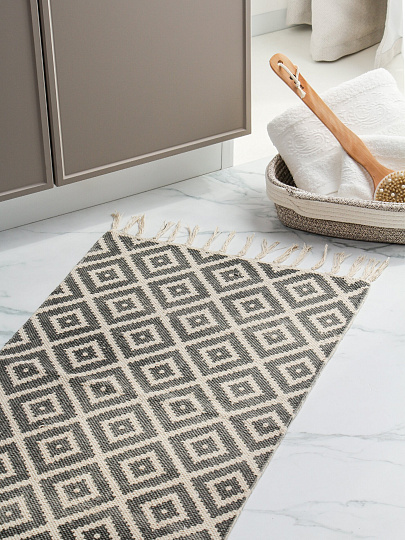 Коврик интерьерный 0.5х0.8 м, Sindbad, прямоугольный, ромб, хлопок, толщина 8 мм, ручное плетение, SINDBAD 750801