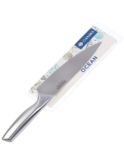 Нож кухонный Daniks, Ocean, шеф-нож, нержавеющая сталь, 20 см, рукоятка нержавеющая сталь, YW-A429B-CH