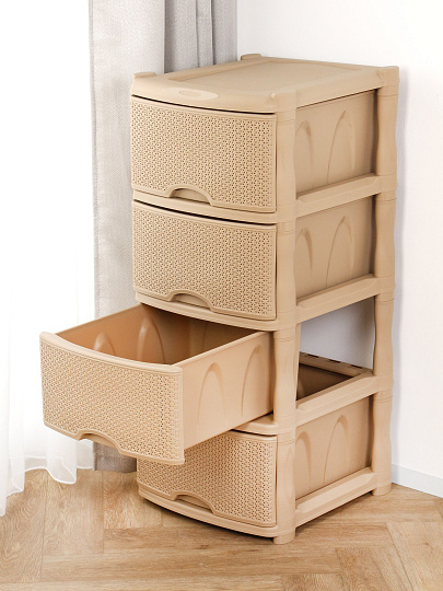 Комод 4 ящика, Rattan, 48х41х94.5 см, морской песок, KL377312015, Keeplex