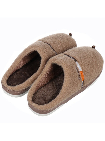 Тапки для мужчин, бежевые, р. 44-45, закрытые, мех, A210045