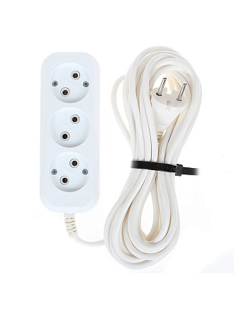 Удлинитель бытовой 3 гнезда, 3 м, ПВС, 2х0.75 мм², без заземления, 10 А, Jett, РС-3, 155-203
