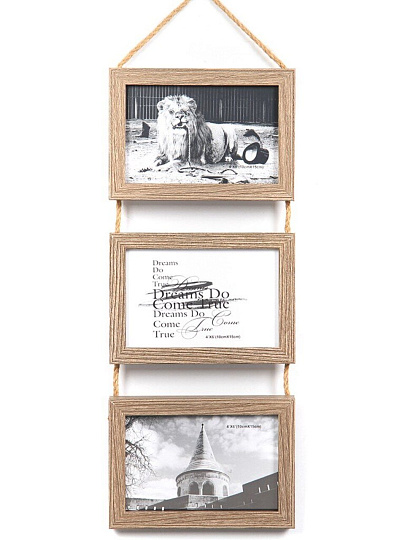 Фоторамка-коллаж на 3 фото, 49х17 см, фото 10х15 см, МДФ, коричневая, Y4-6749