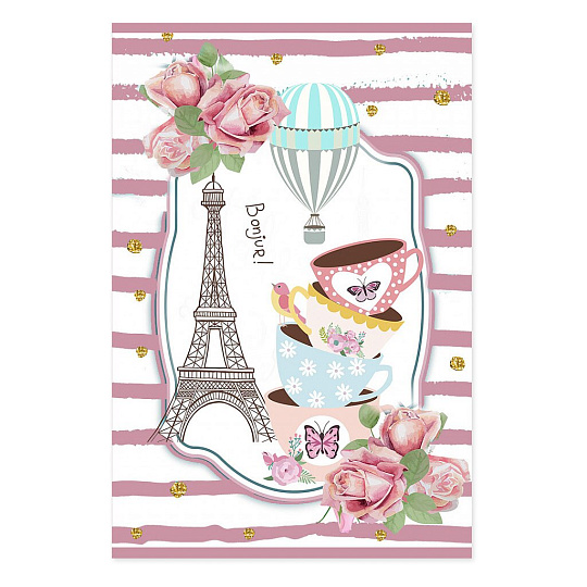 Полотенце кухонное вафельное, 45х60 см, Текстильная лавка, Парижанка на розовом фоне, в ассортименте, Россия, 1666/2