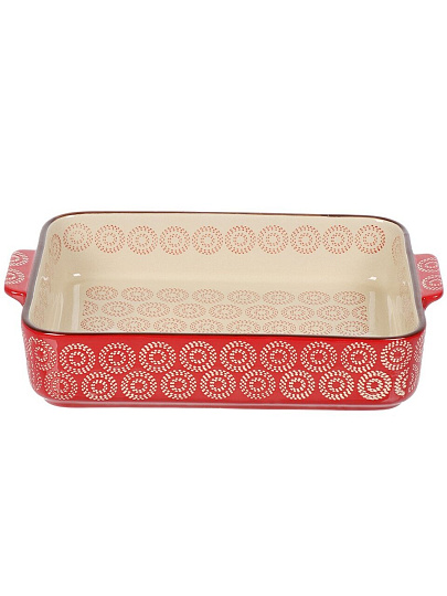 Форма для запекания керамика, 31х21х6 см, 2.5 л, фигурная, Круги на красном, Y6-10299